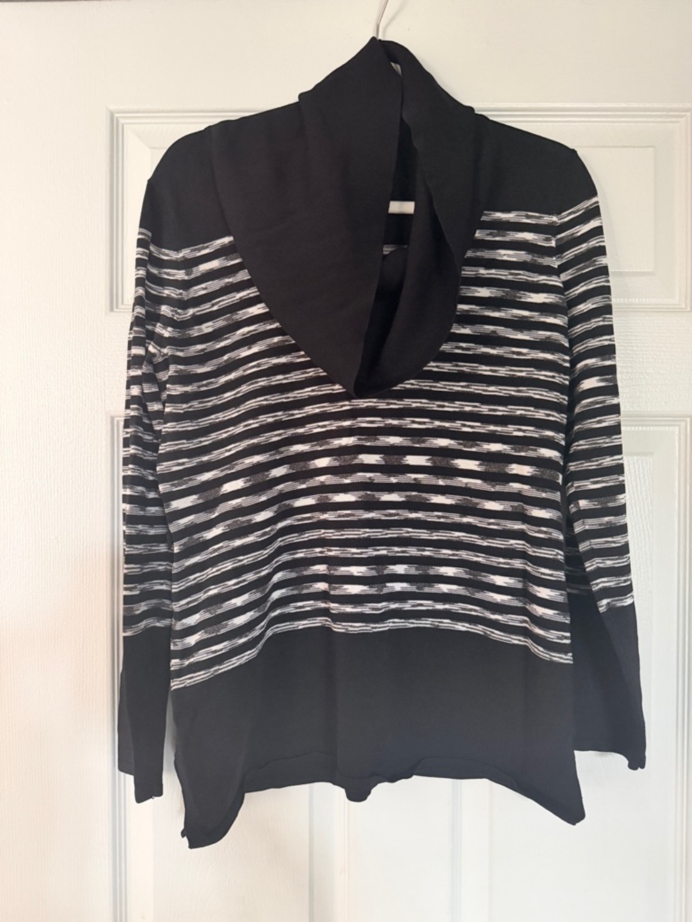 Black & White Striped cowl neck Women's Sweater